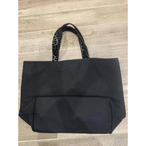 Jimmy Choo Parfums Black Tote Bag Leopard Print Handles Large Carryall - Picture 4 of 6